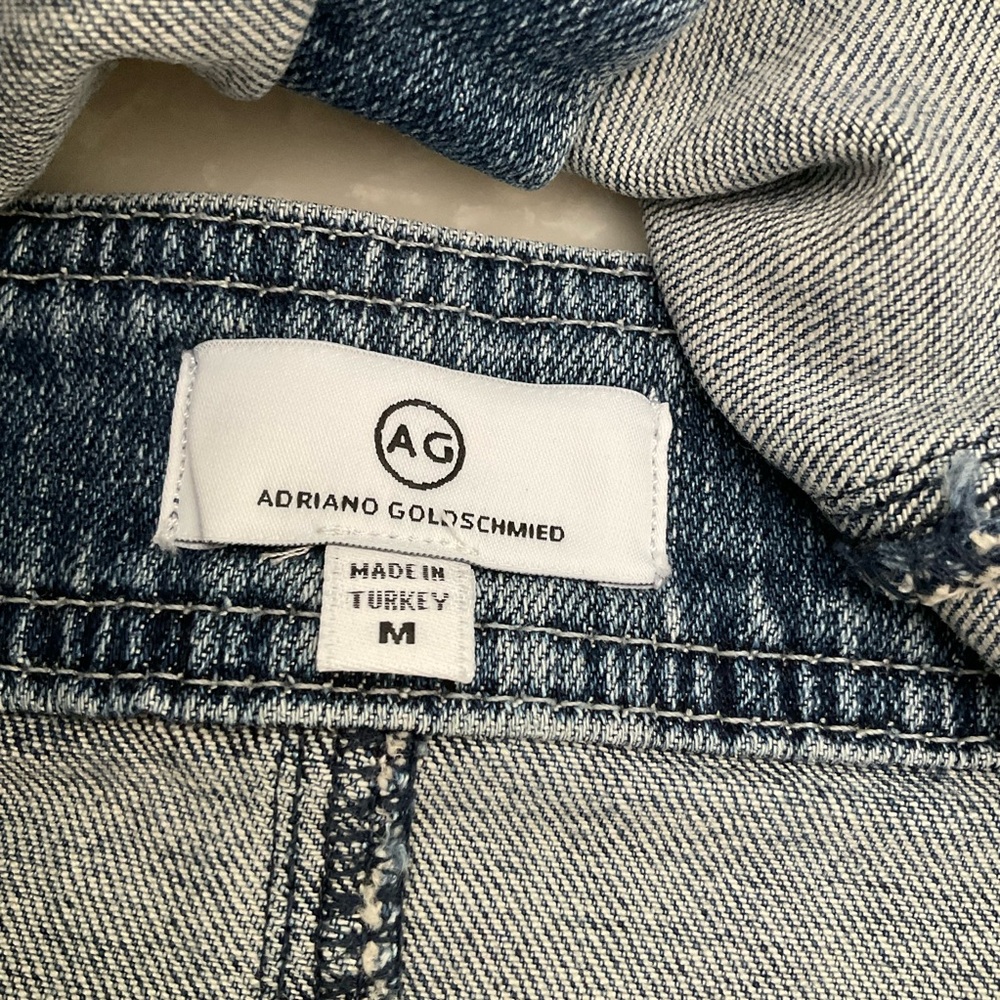 AG Adriano Goldschmied denim cropped front button tank, Sz M - Picture 9 of 16